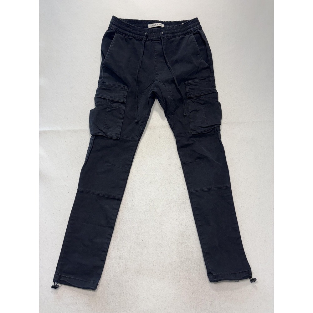 PacSun Mens Black Slim Tapered Cargo Jogger Pants Elastic Waist 28x28 XS